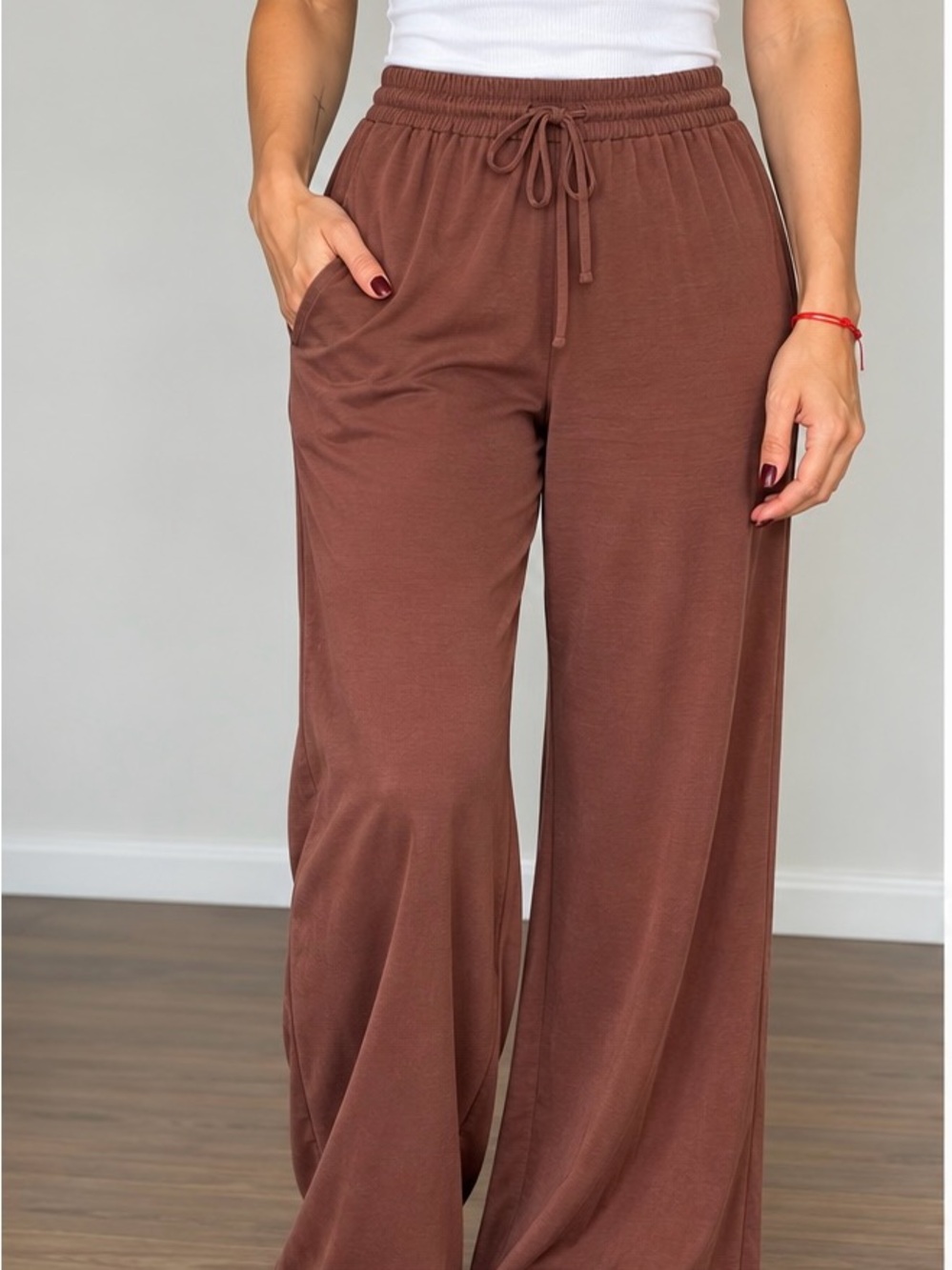 Comfort-Flow Wide Leg Pants — Chocolate Brown